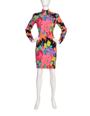 Betsey Johnson Punk Label Vintage Vibrant Floral Body Con Dress