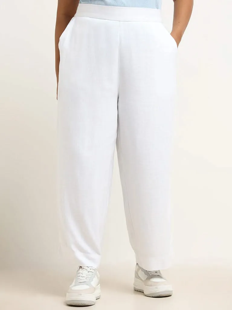 Gia Plain White Mid Rise Pants