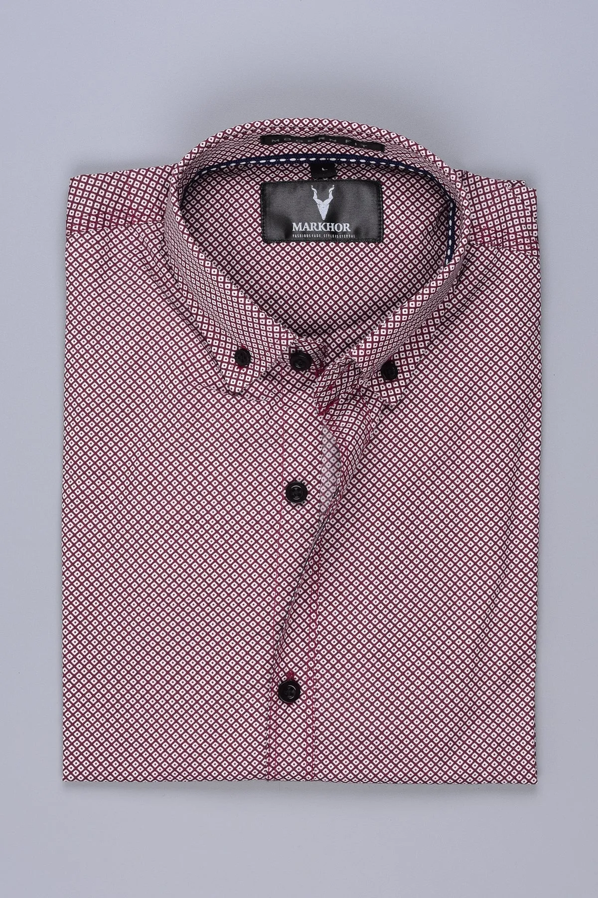 Maroon Designer Printed Casual Shirt