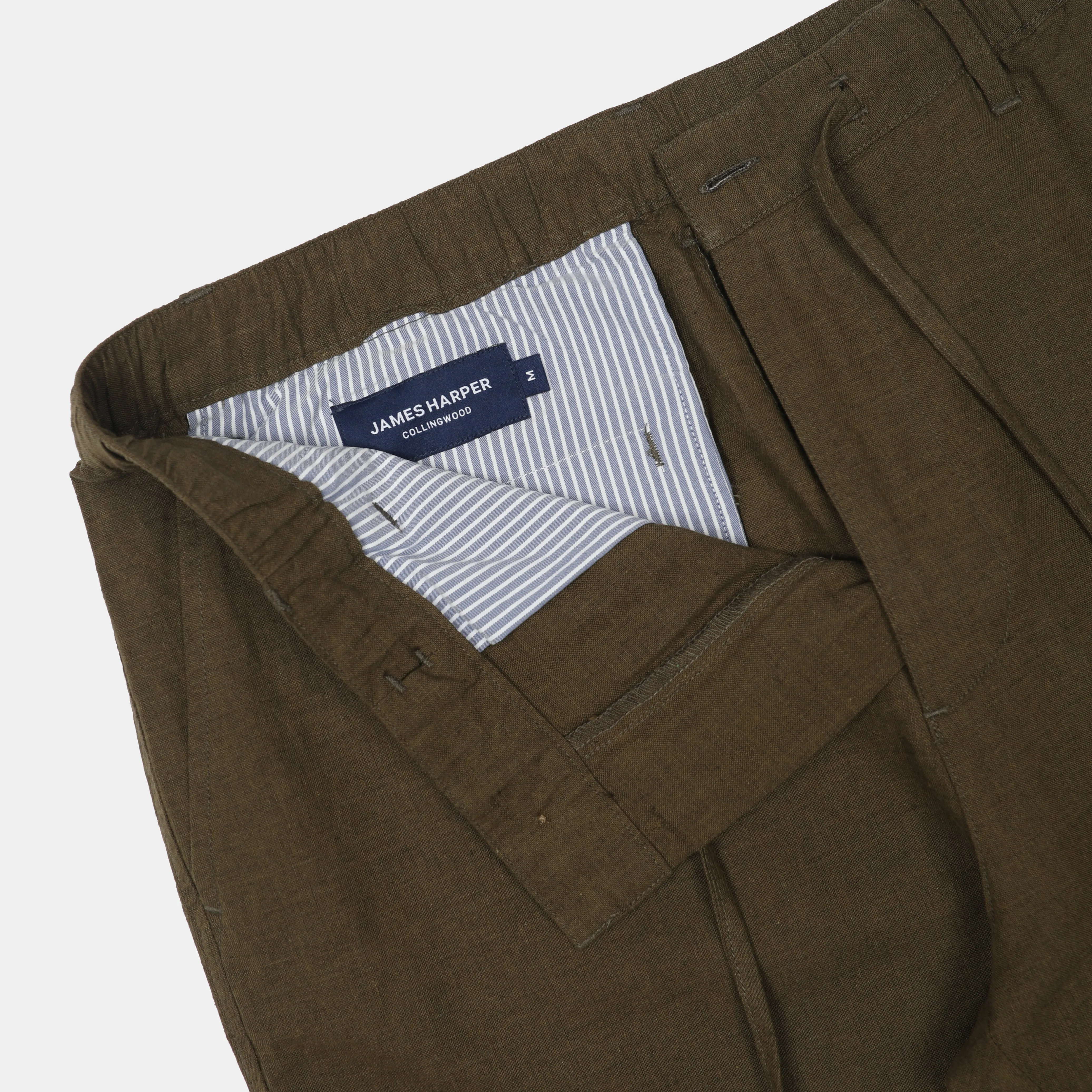 Olive Linen Relaxed Waist Pant