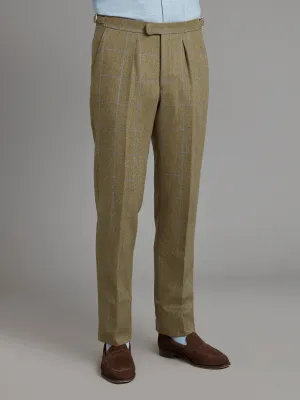 Pleated Pants - Lavender/Brown Tweed