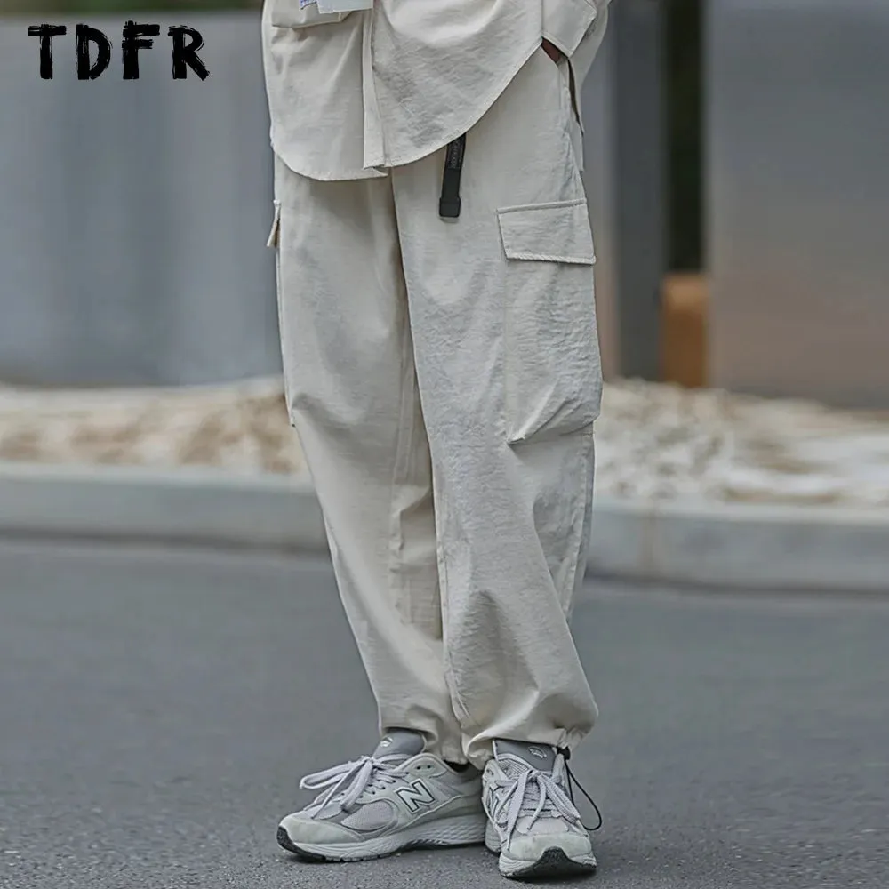 Pocket Cargo Pants with Belt - Safari Style - Solid Color - Casual Loose Wide Leg Trousers