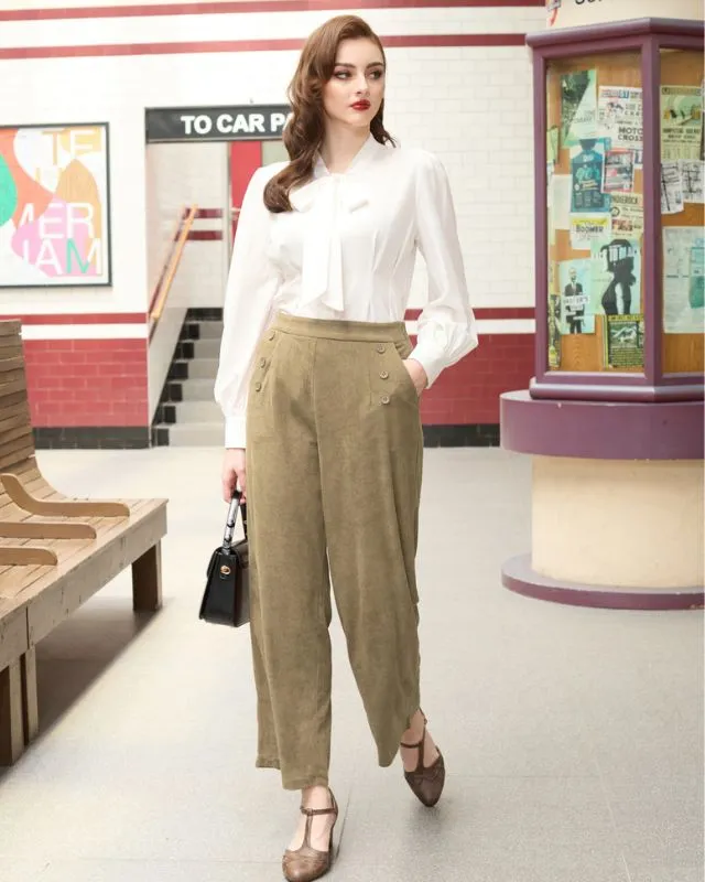 Seckill Offer⌛Corduroy Pants Elastic High Waist Wide-Leg Pants