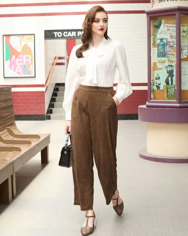 Seckill Offer⌛Corduroy Pants Elastic High Waist Wide-Leg Pants