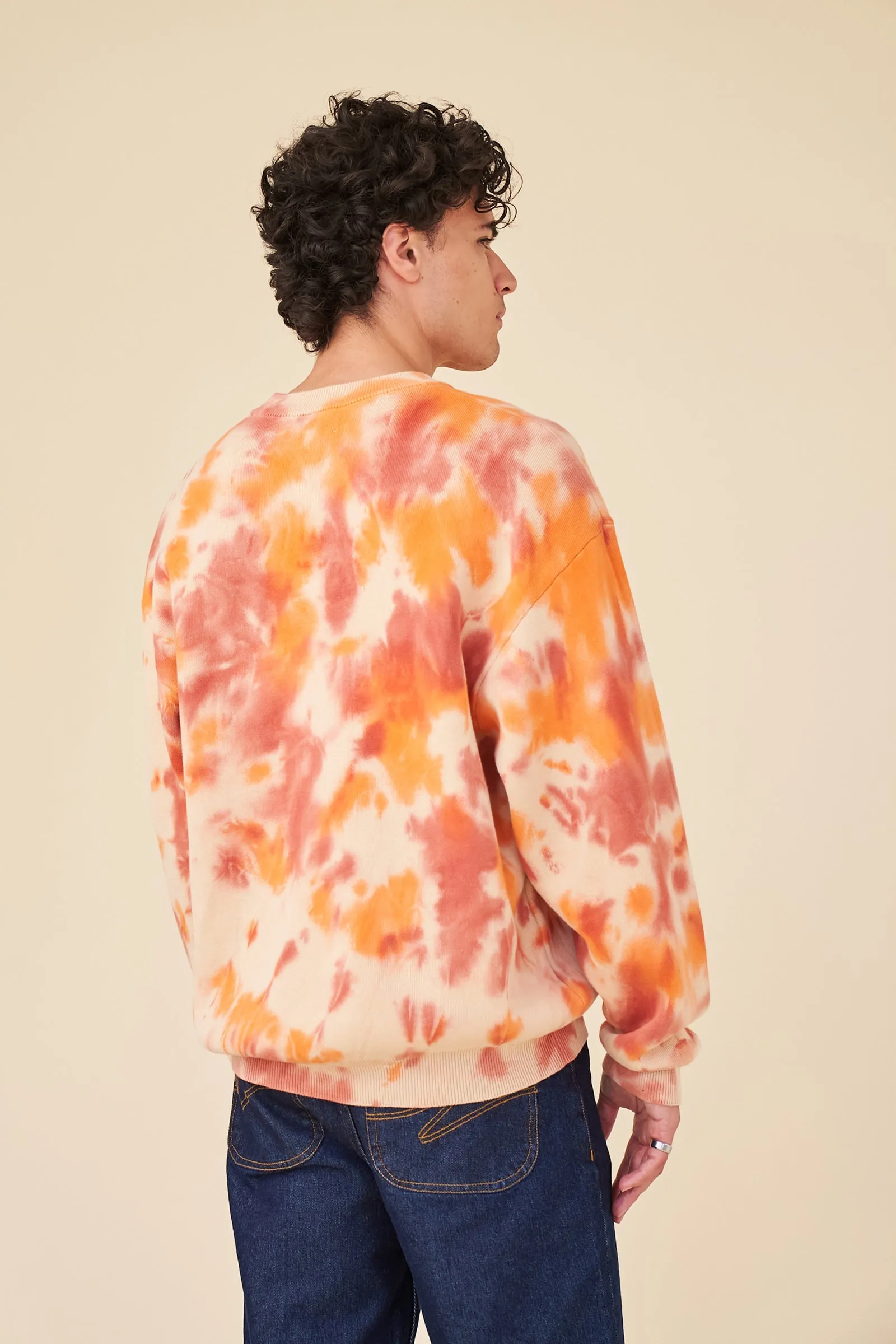 SUNSET TIE DYE KNIT SWEATER - ORANGE