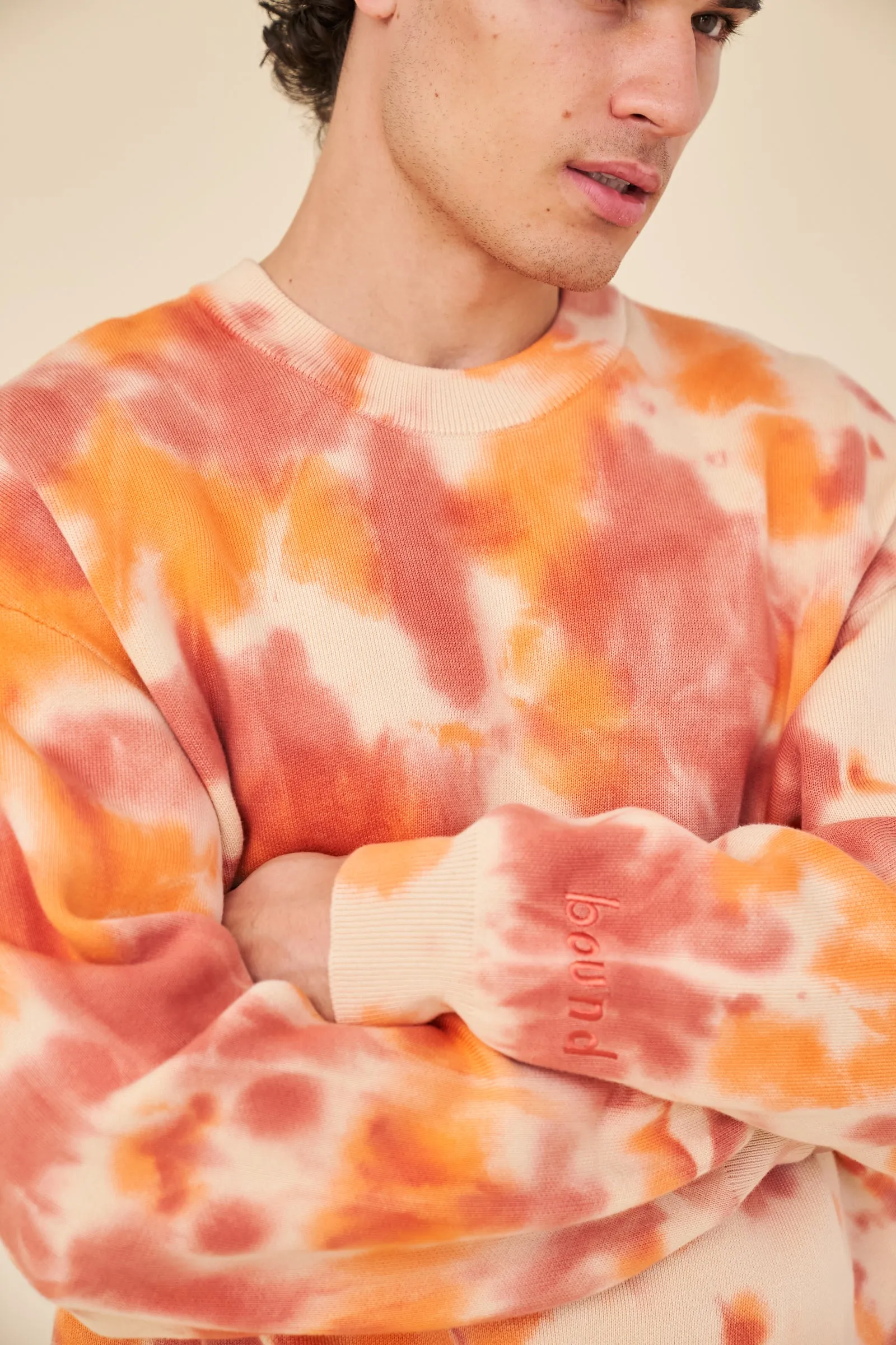 SUNSET TIE DYE KNIT SWEATER - ORANGE