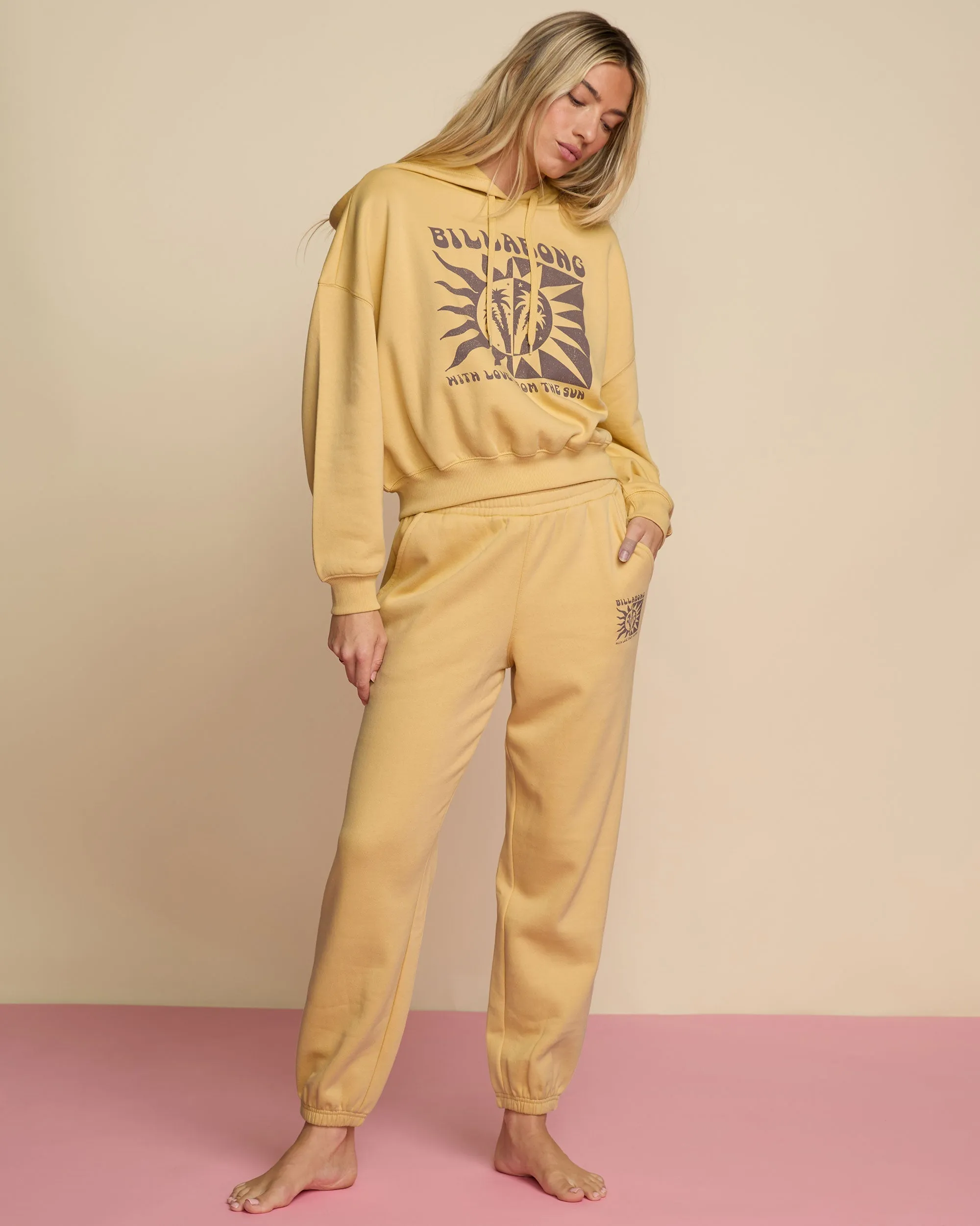 With Love From The Sun Fleece Pant - Pale Yellow