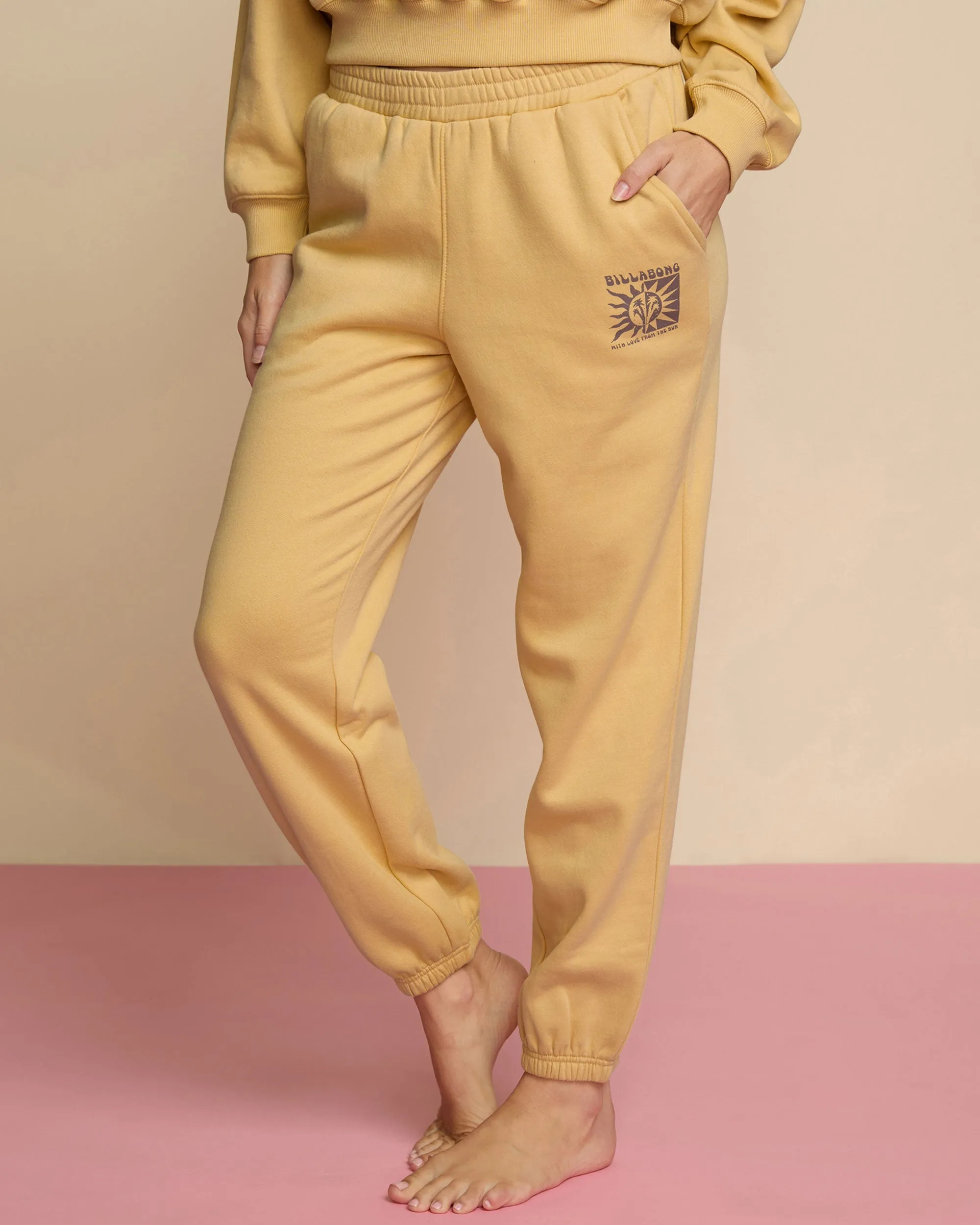 With Love From The Sun Fleece Pant - Pale Yellow